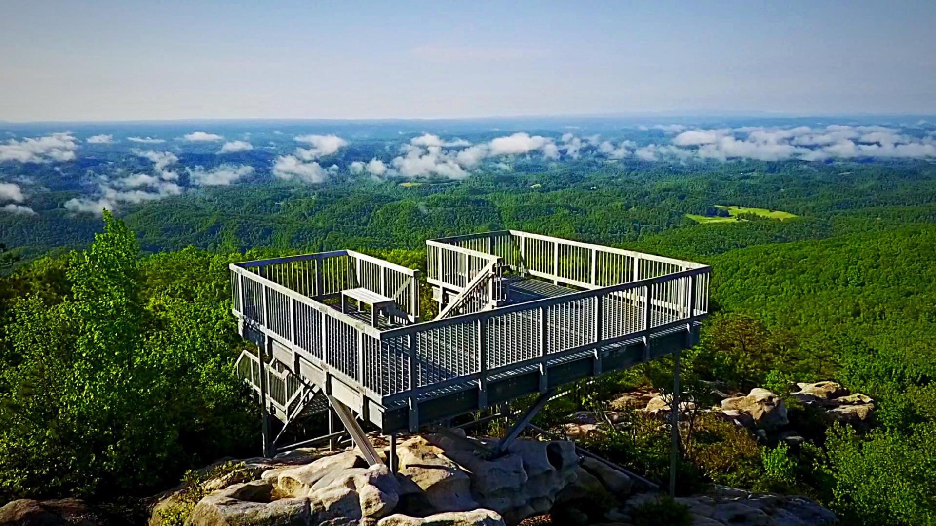 Panoramic ridge view from Birch Knob Observation Tower above Clintwood, Virginia
