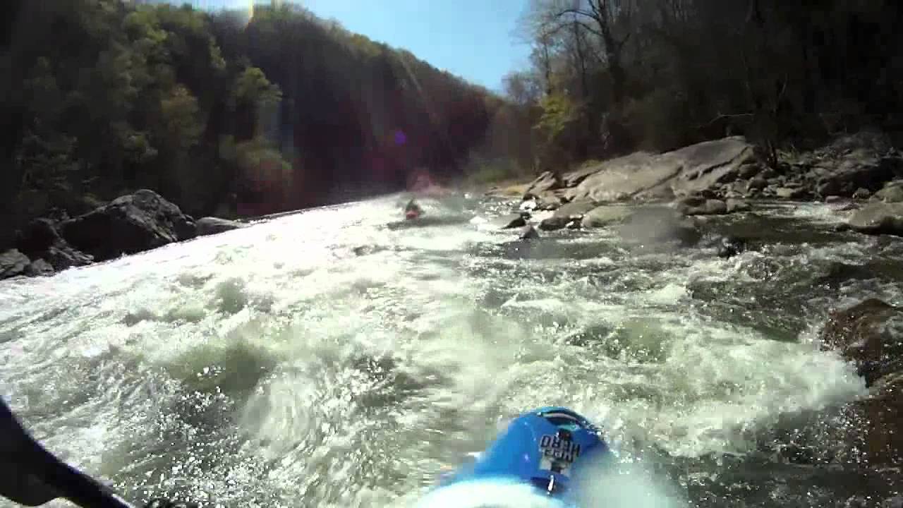 Kayaker navigating whitewater on the Russell Fork River